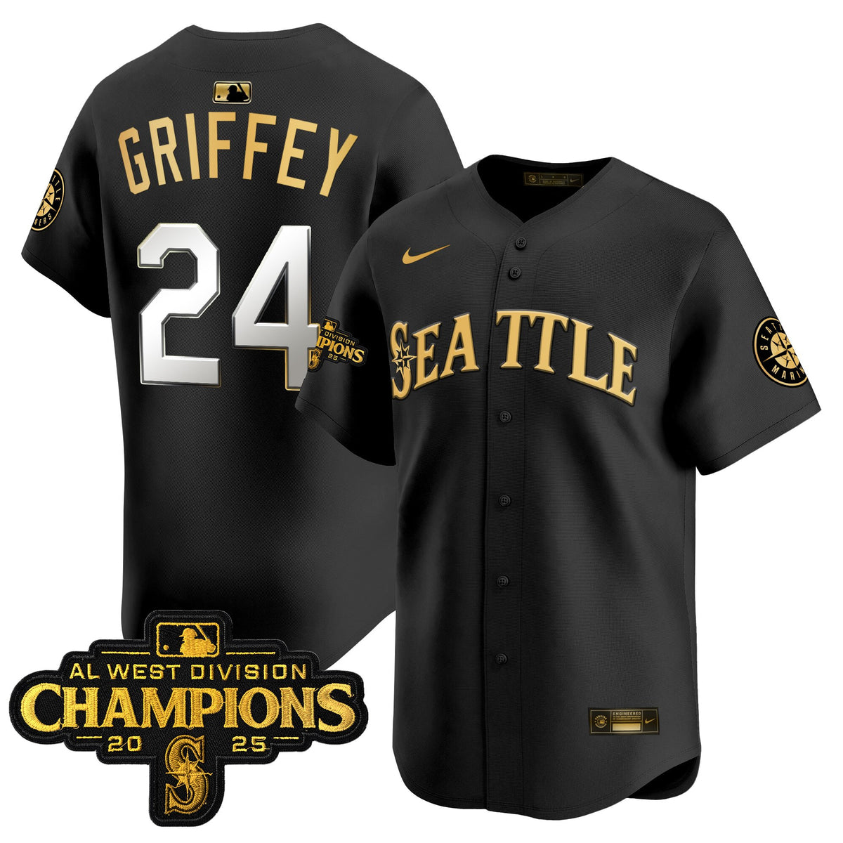 Men's Seattle Mariners 2025 AL West Division Champions Vapor Premier Jersey - All Stitched