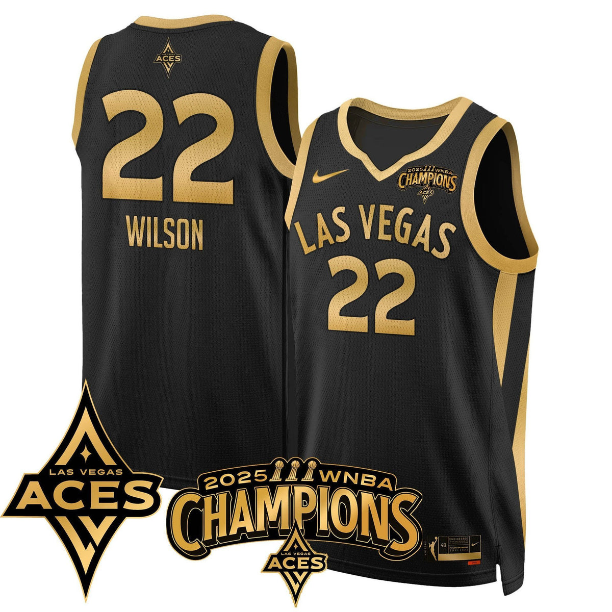 Men's Las Vegas Aces 2025 WNBA Championship Jersey - All Stitched