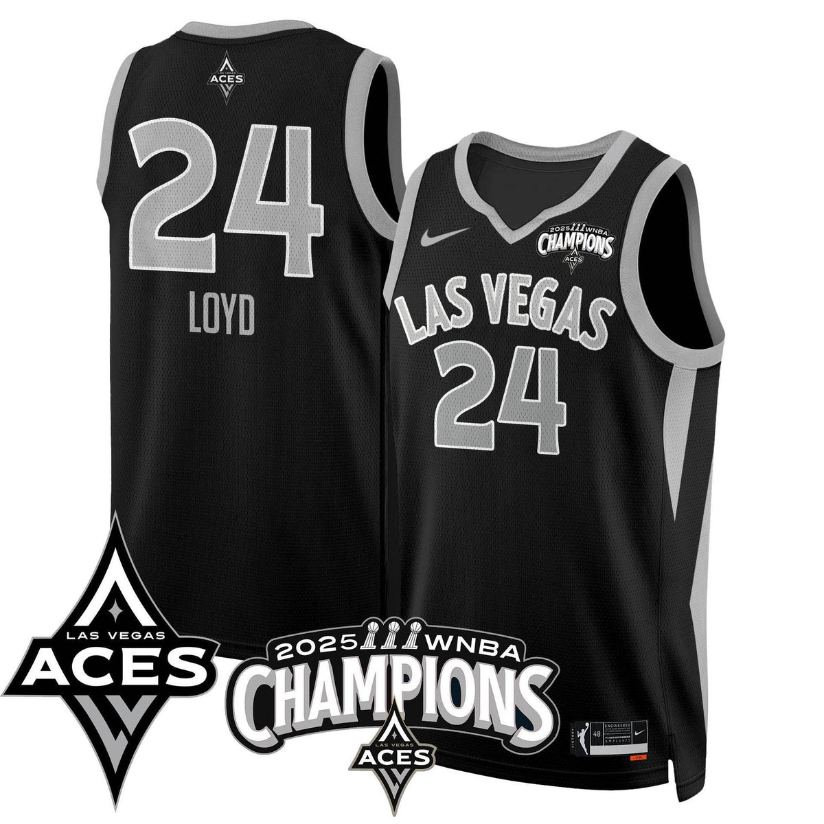 Men's Las Vegas Aces 2025 WNBA Championship Jersey - All Stitched