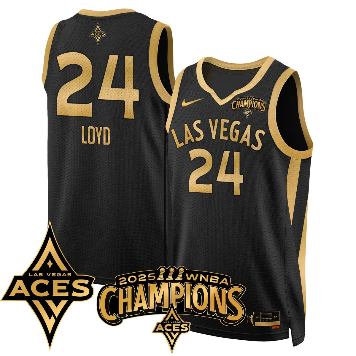 Men's Las Vegas Aces 2025 WNBA Championship Jersey - All Stitched