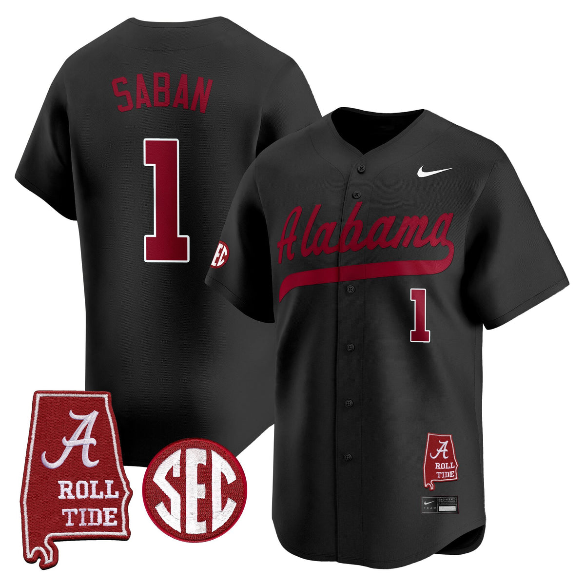Men's Alabama Crimson Tide 2025 Vapor Baseball Jersey - Alabama Map - All Stitched