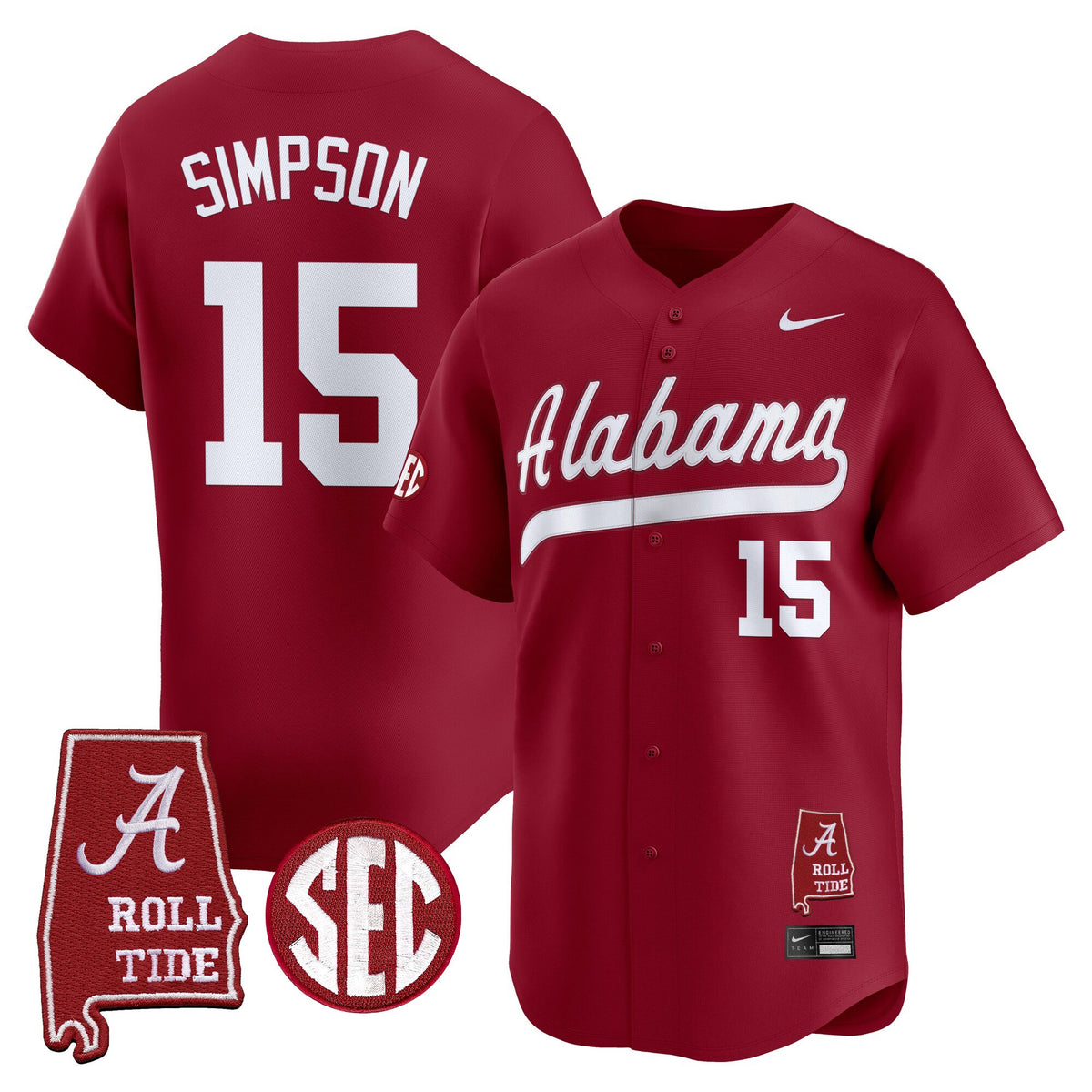Men's Alabama Crimson Tide 2025 Vapor Baseball Jersey - Alabama Map - All Stitched