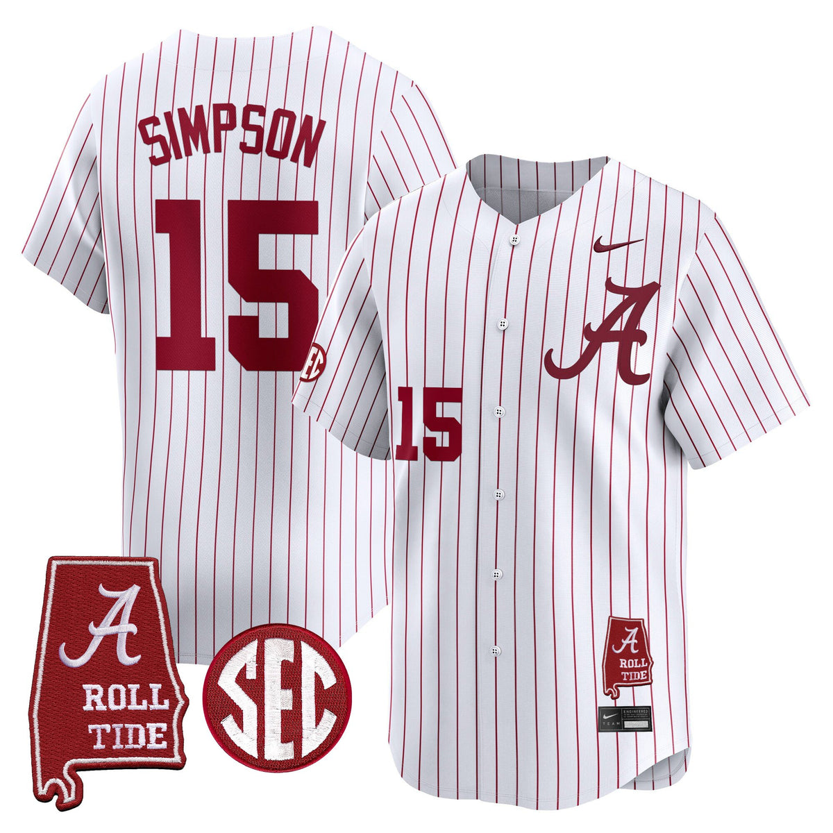Men's Alabama Crimson Tide 2025 Vapor Baseball Jersey - Alabama Map - All Stitched