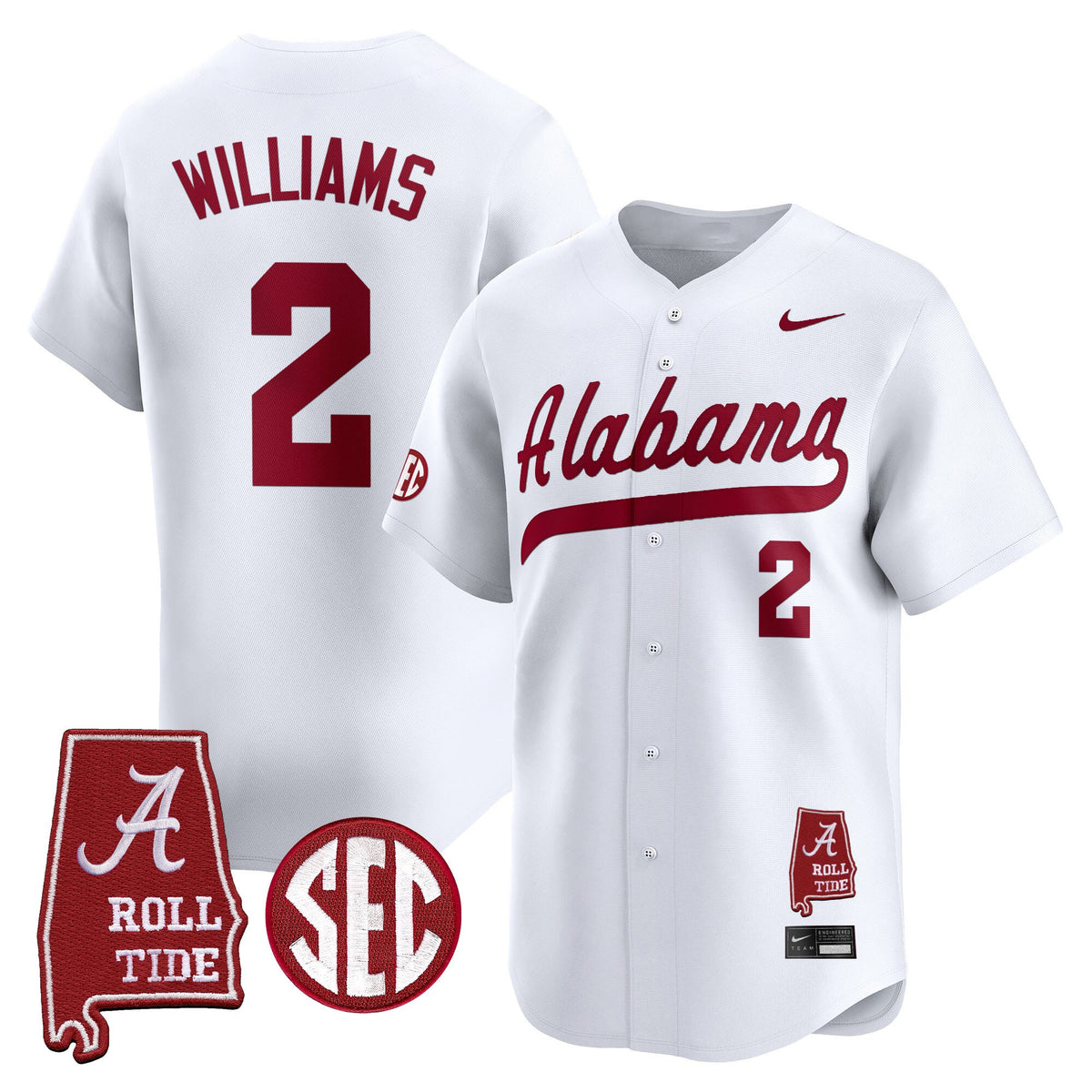 Men's Alabama Crimson Tide 2025 Vapor Baseball Jersey - Alabama Map - All Stitched