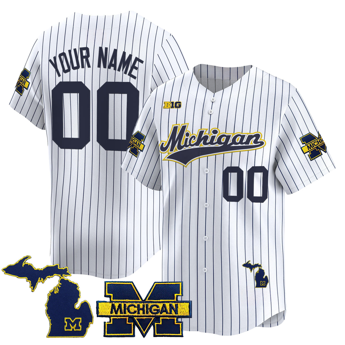 Michigan Wolverines 2025 Vapor Baseball Custom Jersey - All Stitched