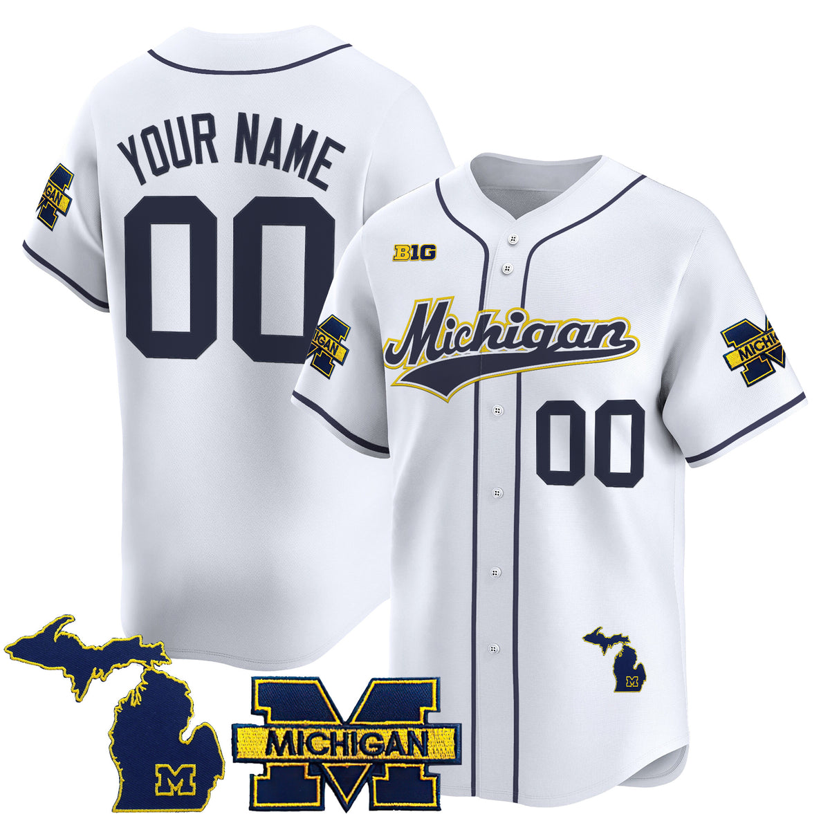Michigan Wolverines 2025 Vapor Baseball Custom Jersey - All Stitched