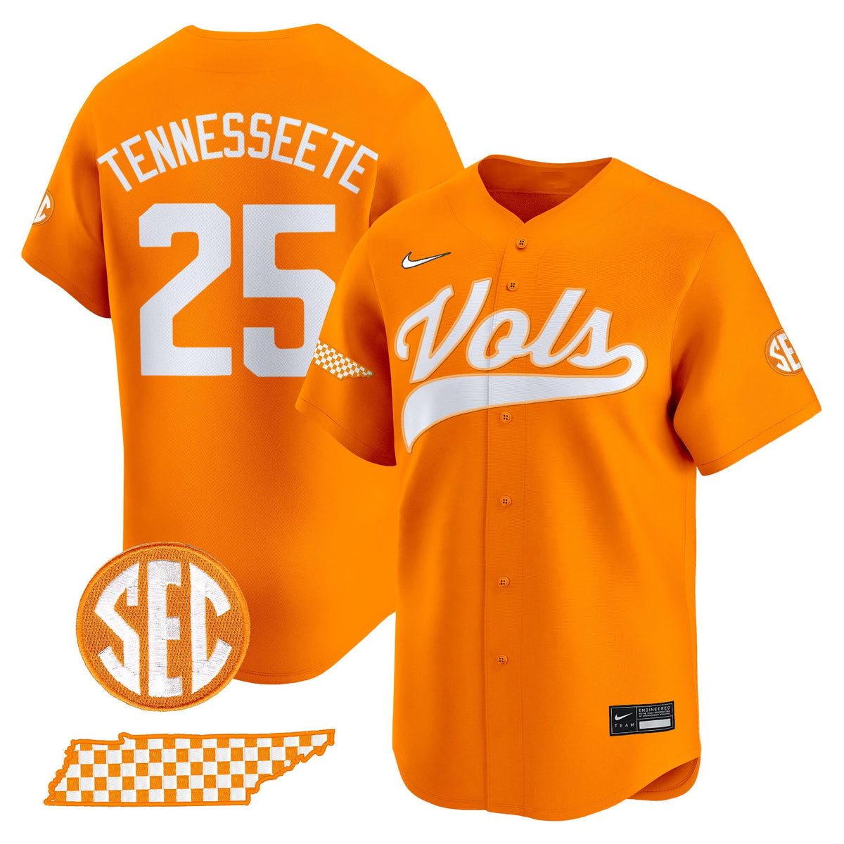 Men's Tennessee Volunteers 2025 Vapor Baseball Jersey - All Stitched