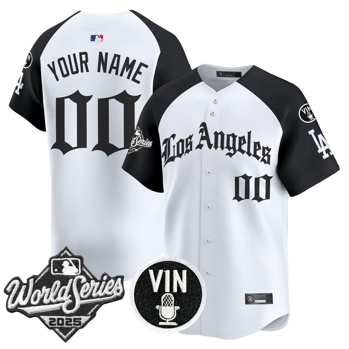 Dodgers 2025 World Series Vapor Premier Limited Custom Jersey - LA Gothic Edition - All Stitched