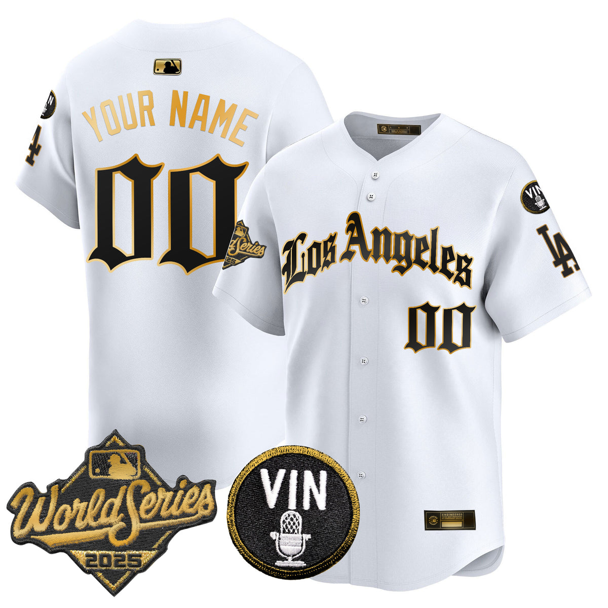 Dodgers 2025 World Series Vapor Premier Limited Custom Jersey - LA Gothic Edition - All Stitched