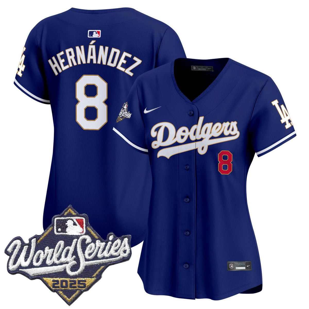 Women's Dodgers 2025 World Series Gold Trim Vapor Premier Limited Jersey - All Stitched