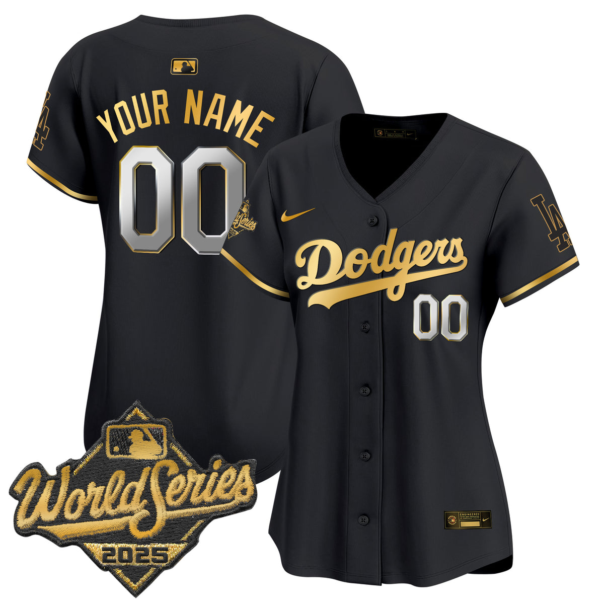 Dodgers 2025 World Series Gold Trim Vapor Premier Limited Custom Jersey - All Stitched