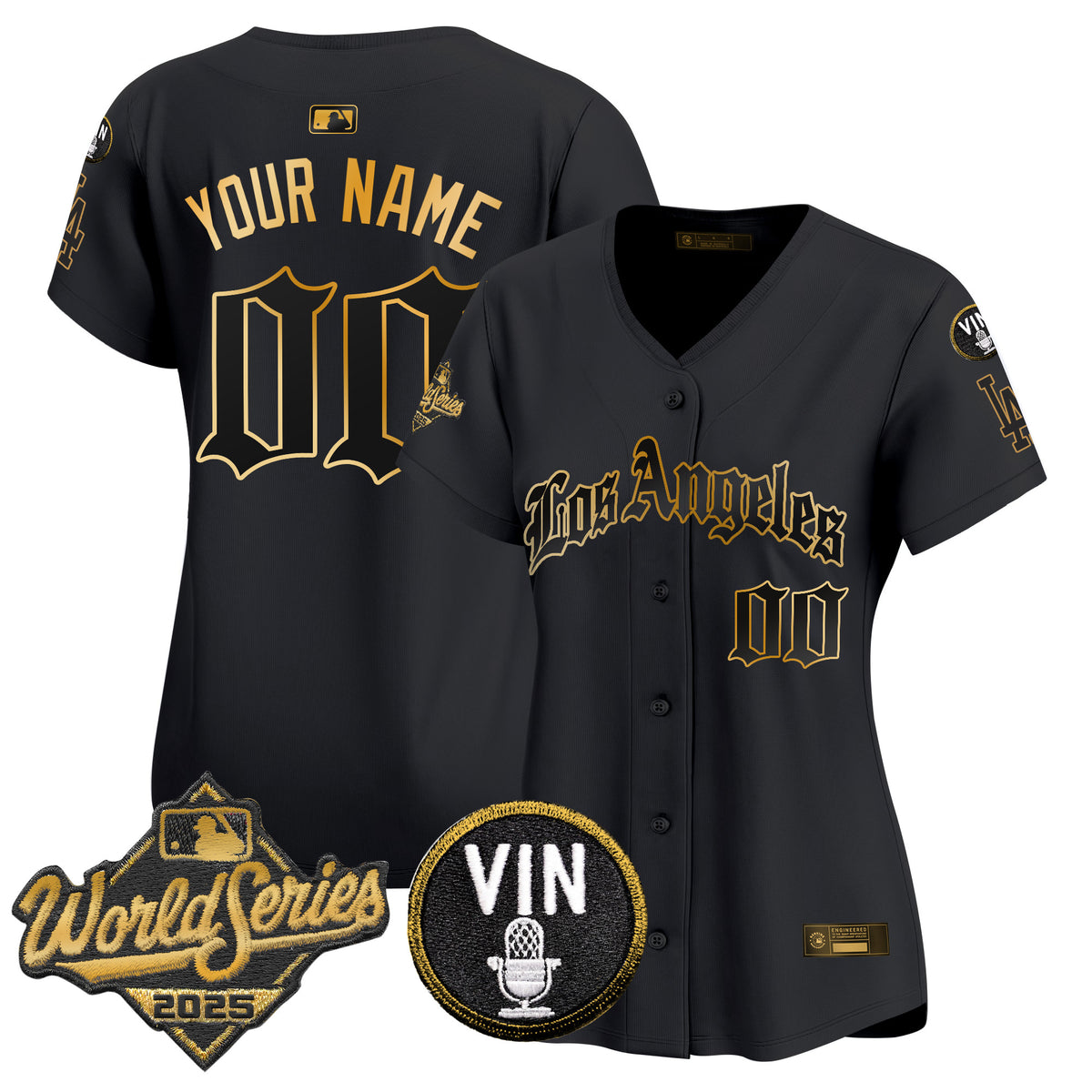 Dodgers 2025 World Series Vapor Premier Limited Custom Jersey - LA Gothic Edition - All Stitched