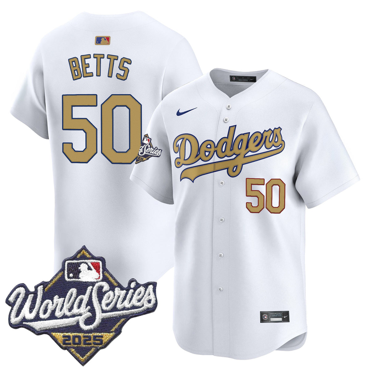 Dodgers 2025 World Series Gold Vapor Premier Limited Jersey - All Stitched