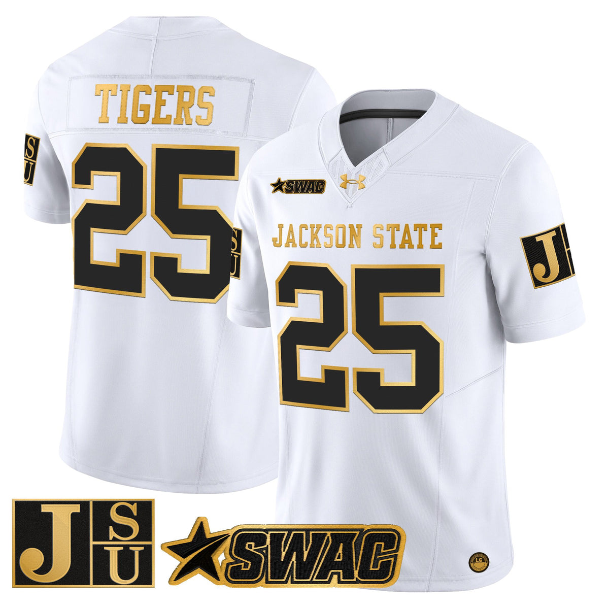 Men's Jackson State Tigers 2025 Gold Vapor Limited Jersey - All Stitched