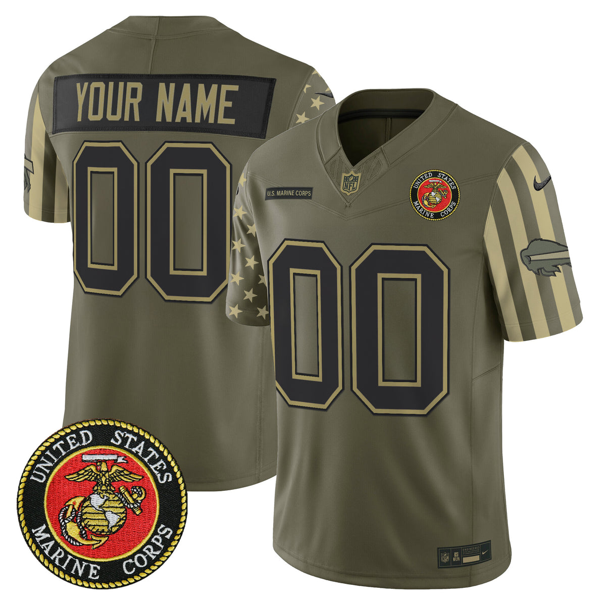 Buffalo Bills x U.S. Military Veteran Vapor Limited Custom Jersey - All Stitched