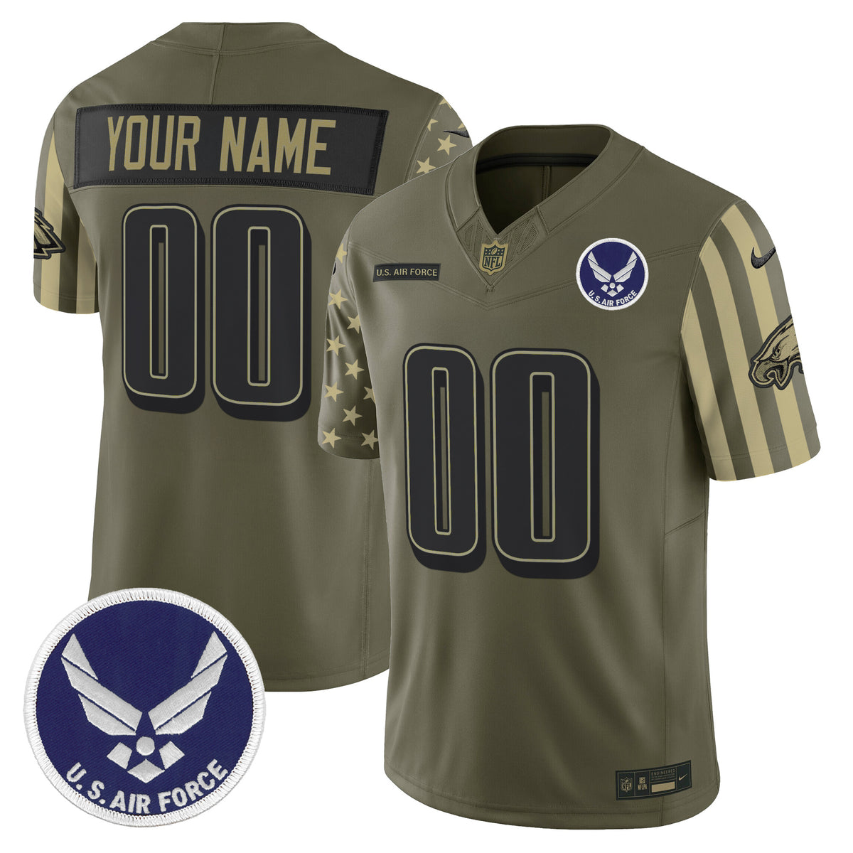 Philadelphia Eagles x U.S. Military Veteran Vapor Limited Custom Jersey - All Stitched