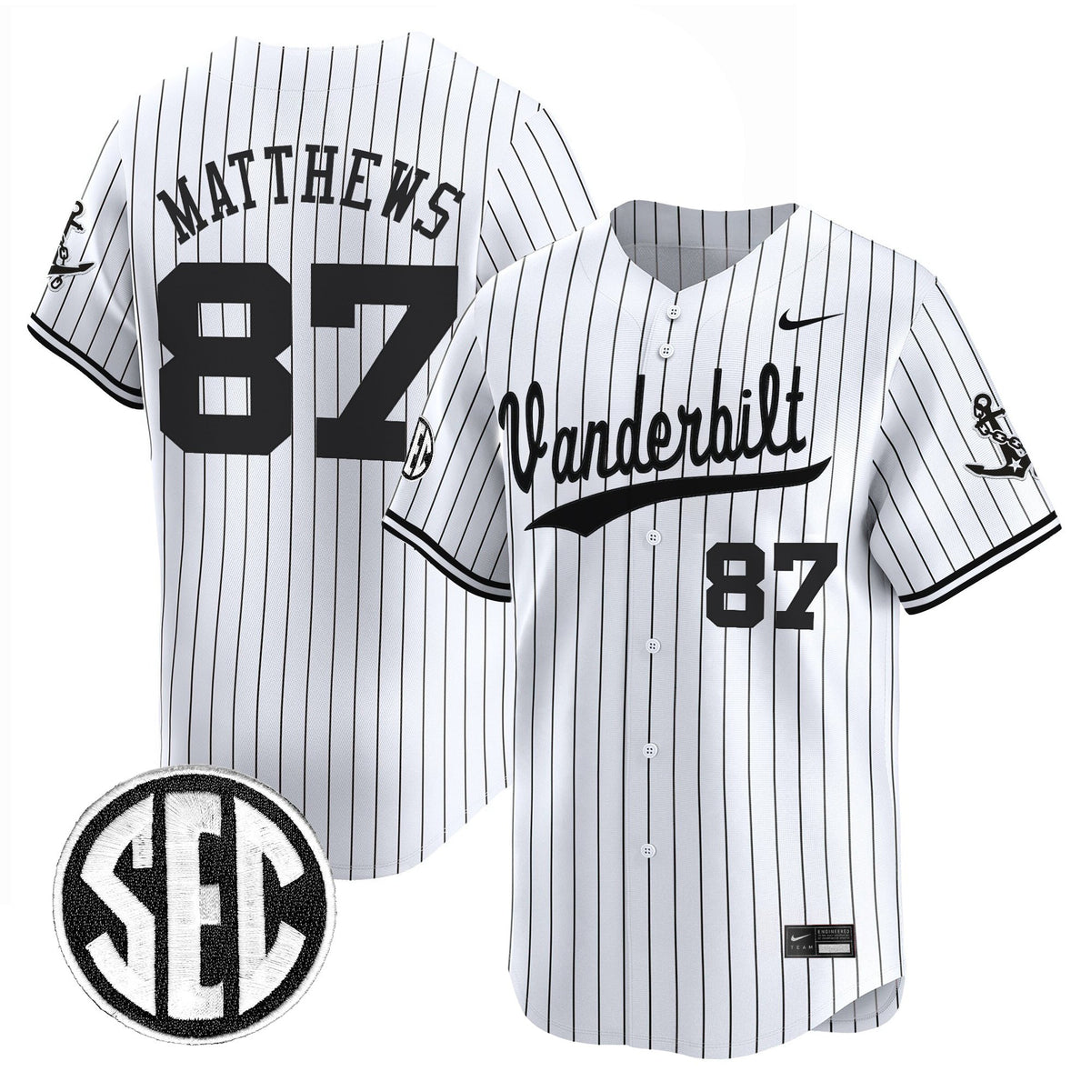 Men's Vanderbilt Commodores 2025 Vapor Baseball Jersey - All Stitched