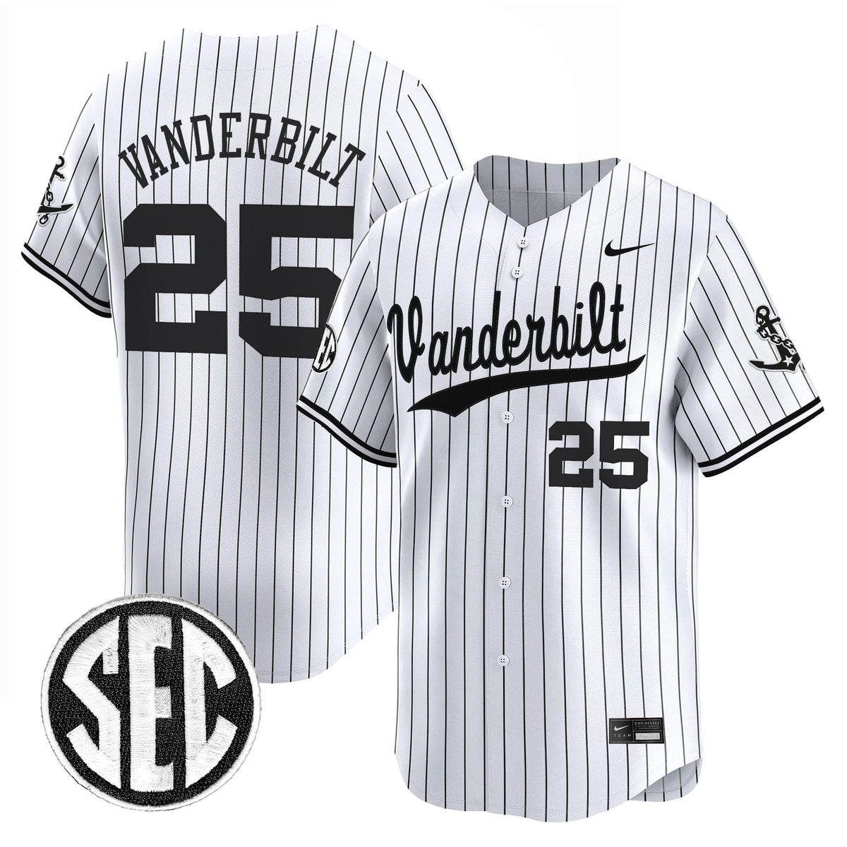 Men's Vanderbilt Commodores 2025 Vapor Baseball Jersey - All Stitched