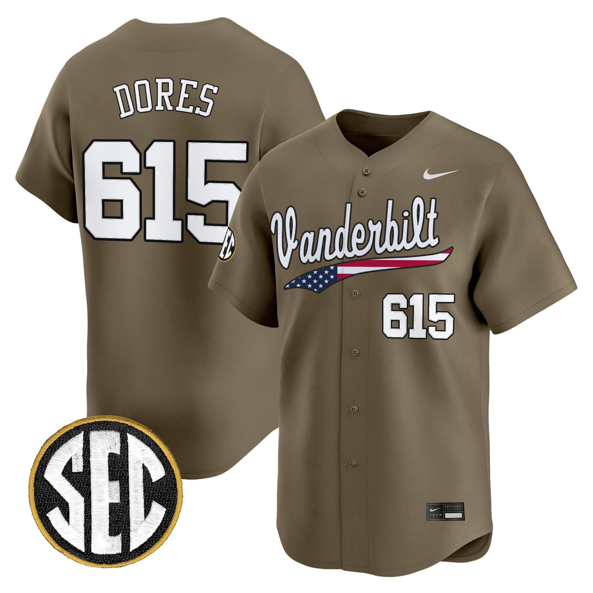 Men's Vanderbilt Commodores 2025 Vapor Baseball Jersey - All Stitched