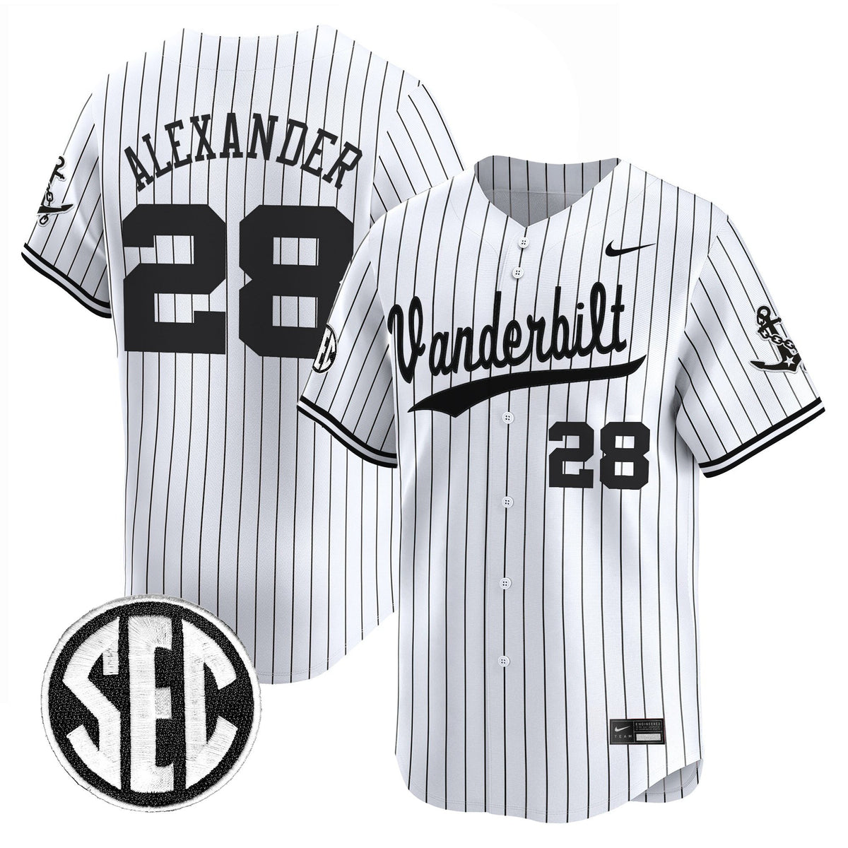 Men's Vanderbilt Commodores 2025 Vapor Baseball Jersey - All Stitched