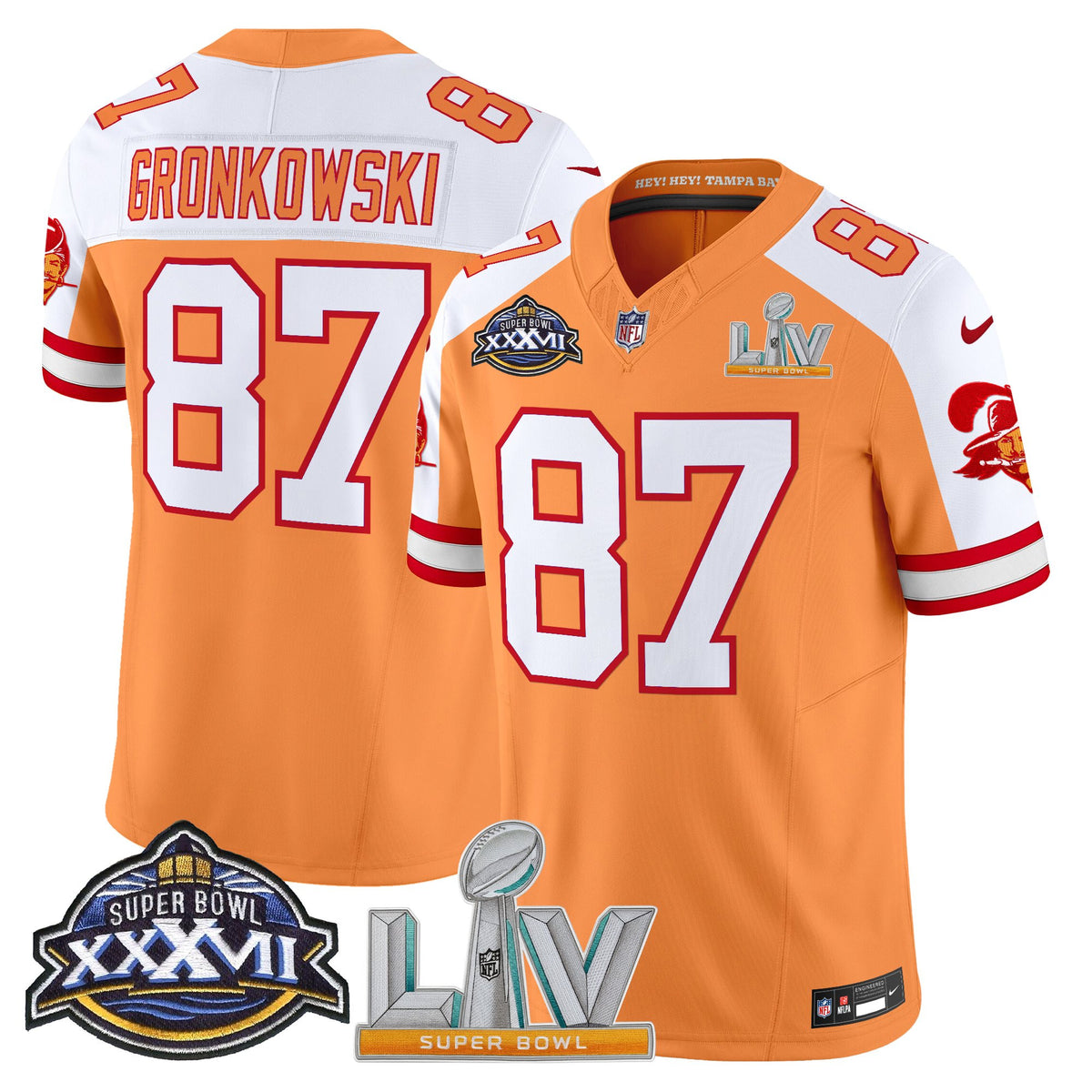 Men's Tampa Bay Buccaneers Super Bowl XXXVII & Super Bowl LV Patch Throwback Vapor Limited Jersey - All Stitched