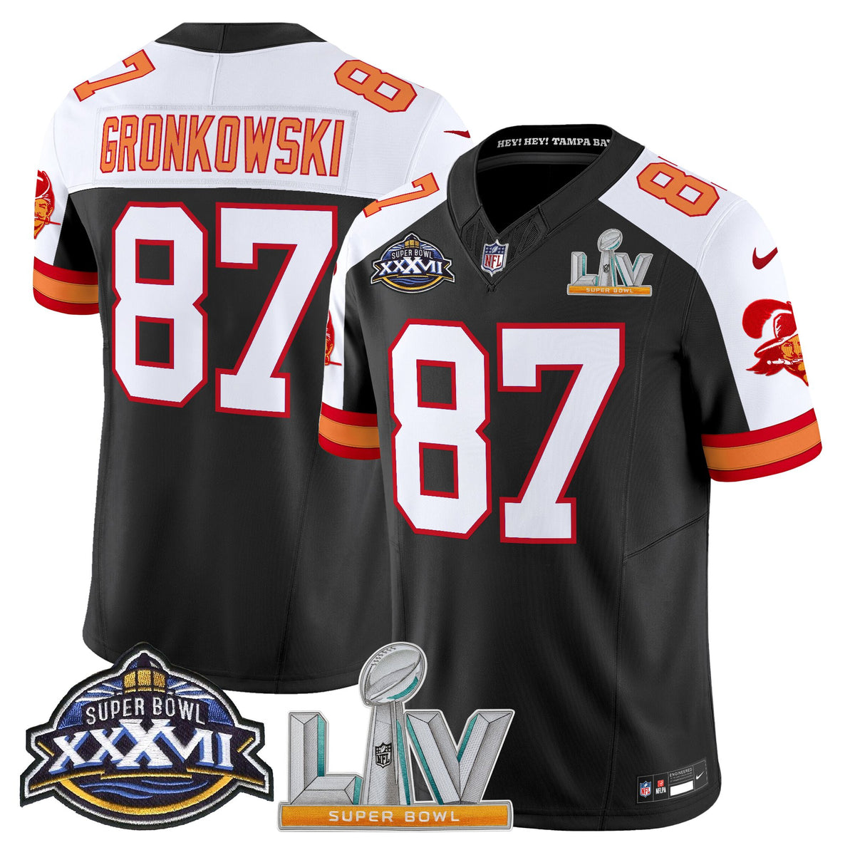 Men's Tampa Bay Buccaneers Super Bowl XXXVII & Super Bowl LV Patch Throwback Vapor Limited Jersey - All Stitched