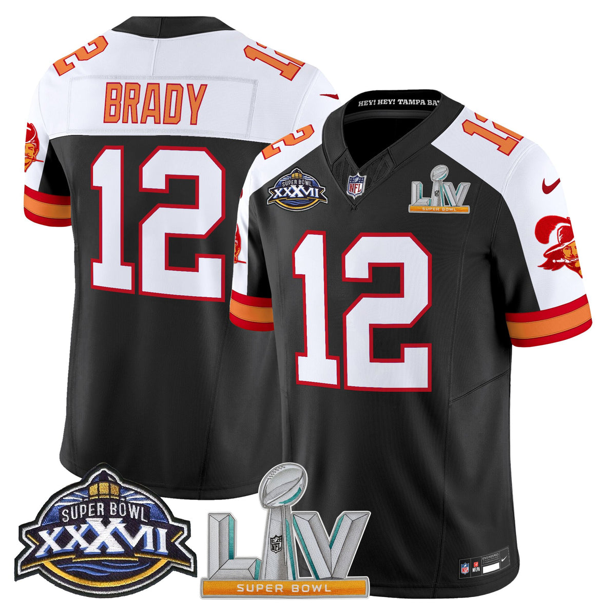 Men's Tampa Bay Buccaneers Super Bowl XXXVII & Super Bowl LV Patch Throwback Vapor Limited Jersey - All Stitched