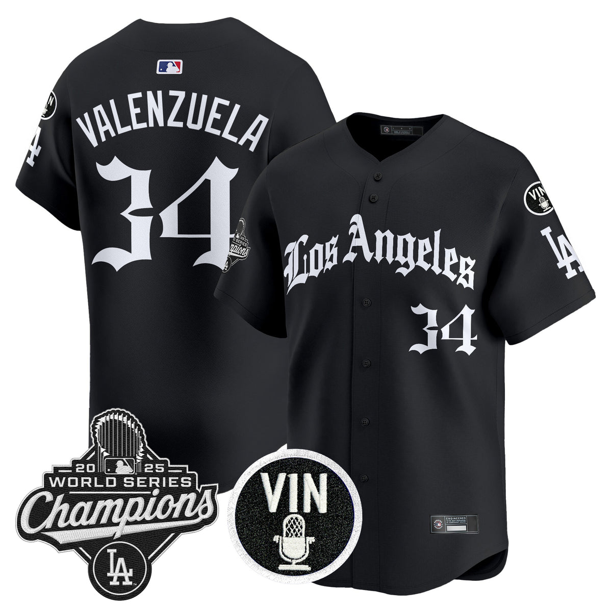 Men's Dodgers 2025 World Series Champions Vapor Premier Limited Jersey - LA Gothic Edition - All Stitched