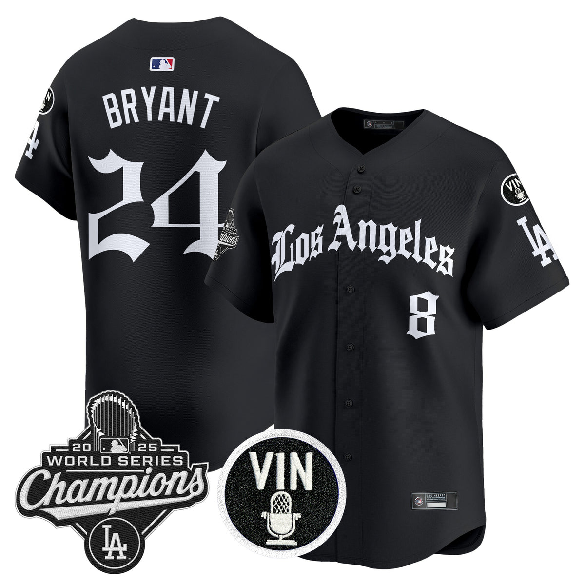 Men's Dodgers 2025 World Series Champions Vapor Premier Limited Jersey - LA Gothic Edition - All Stitched