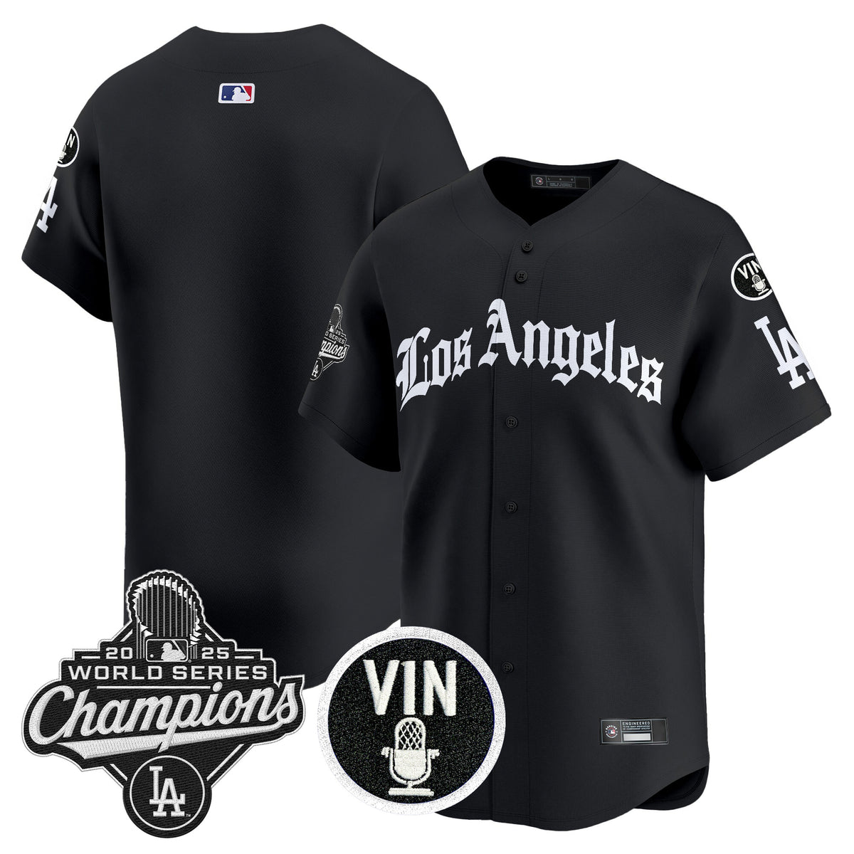 Men's Dodgers 2025 World Series Champions Vapor Premier Limited Jersey - LA Gothic Edition - All Stitched