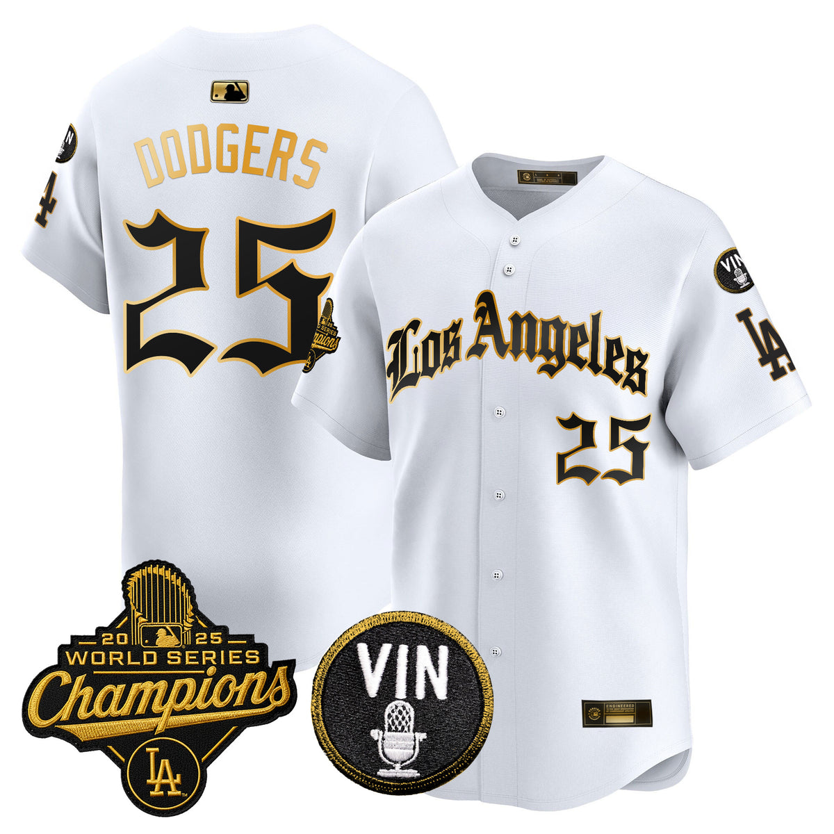 Men's Dodgers 2025 World Series Champions Vapor Premier Limited Jersey - LA Gothic Edition - All Stitched