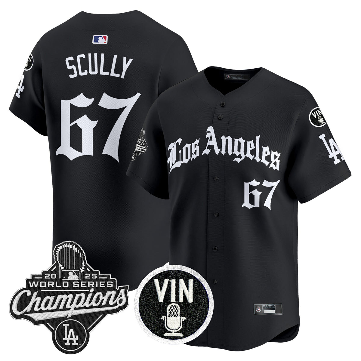 Men's Dodgers 2025 World Series Champions Vapor Premier Limited Jersey - LA Gothic Edition - All Stitched