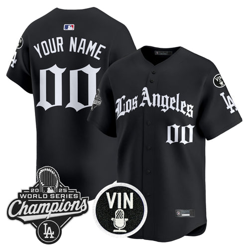 Dodgers 2025 World Series Champions Vapor Premier Limited Custom Jersey - LA Gothic Edition - All Stitched