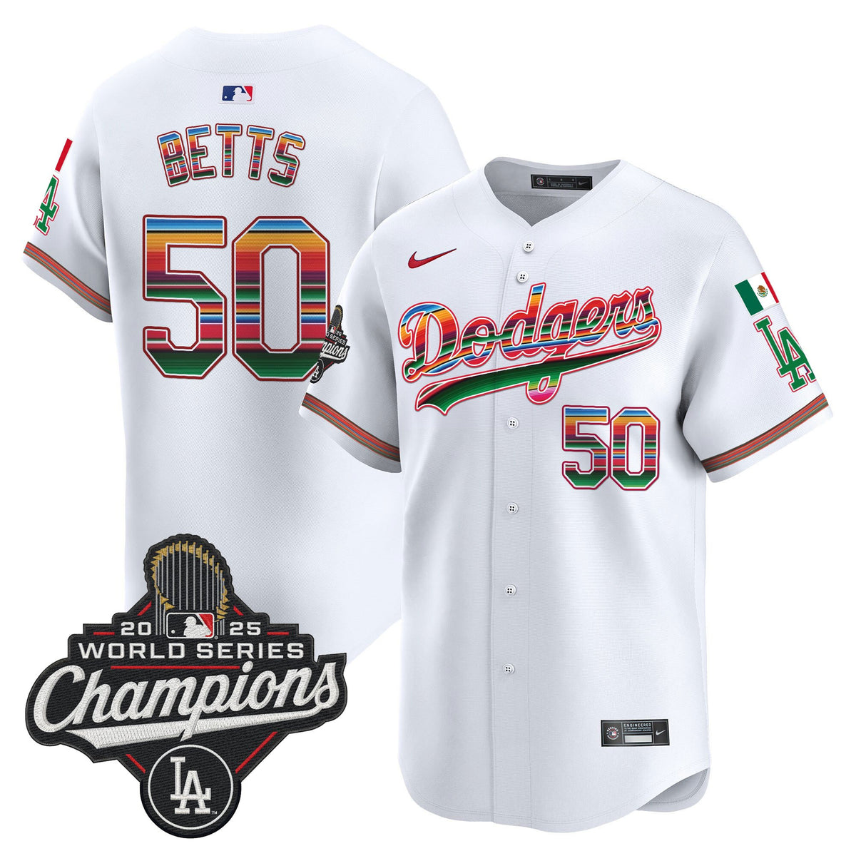 Men's Dodgers Mexico 2025 World Series Champions Vapor Premier Limited Jersey - All Stitched