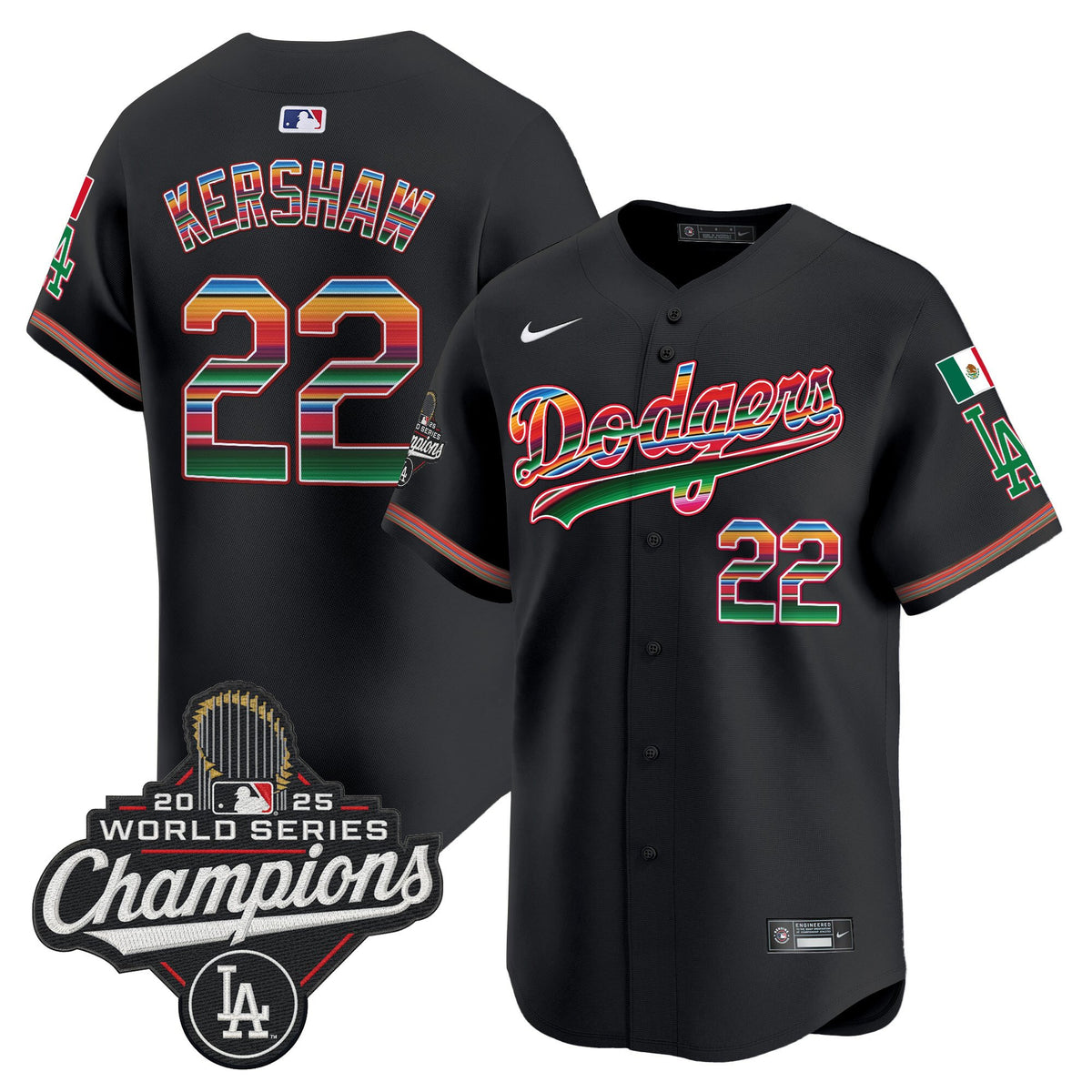 Men's Dodgers Mexico 2025 World Series Champions Vapor Premier Limited Jersey - All Stitched