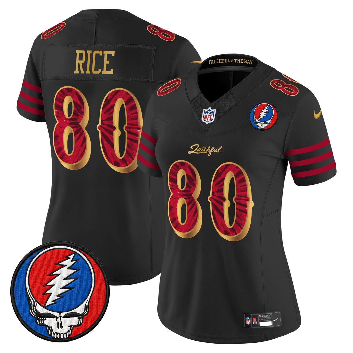 Women's San Francisco 49ers x Grateful Dead Rivalries Vapor Limited Jersey - Rivalries Edition - All Stitched