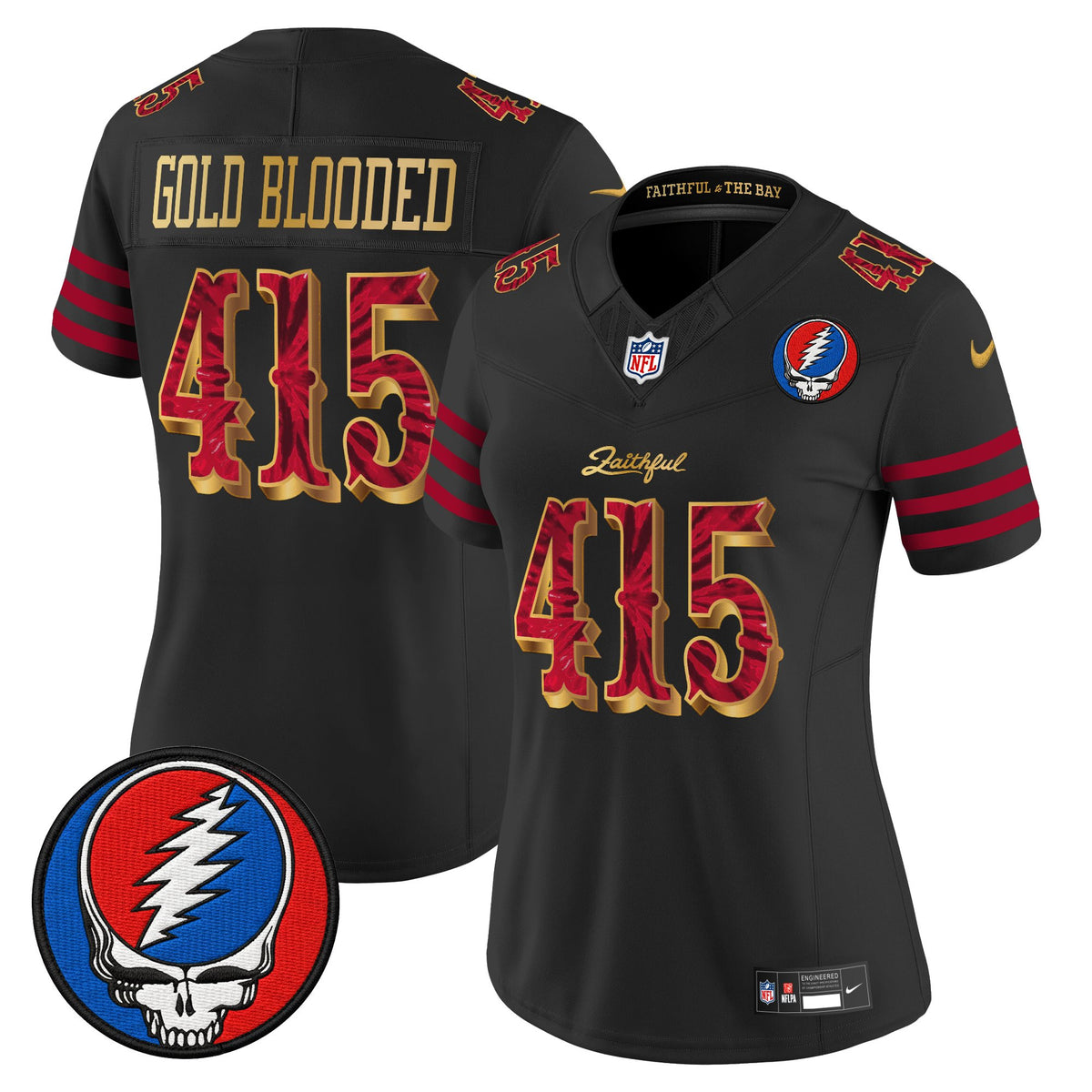 Women's San Francisco 49ers x Grateful Dead Rivalries Vapor Limited Jersey - Rivalries Edition - All Stitched