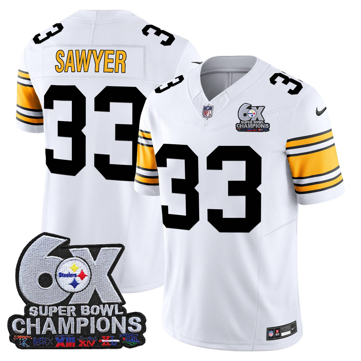 Men's Pittsburgh Steelers 6-Time Champions Patch Vapor Limited Jersey - All Stitched