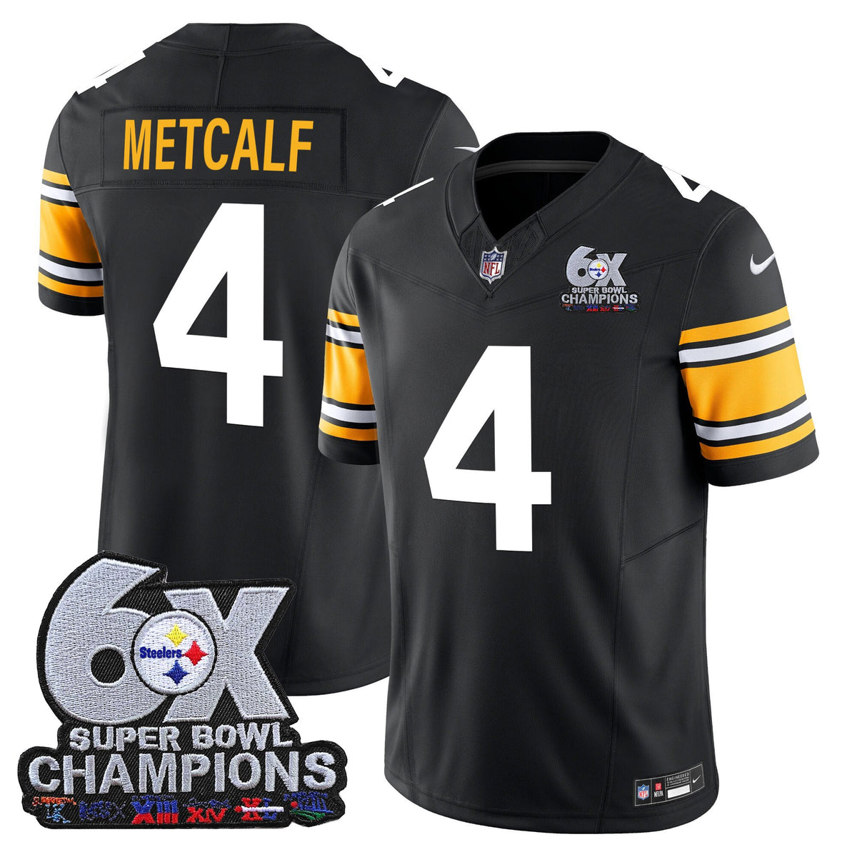 Men's Pittsburgh Steelers 6-Time Champions Patch Vapor Limited Jersey - All Stitched