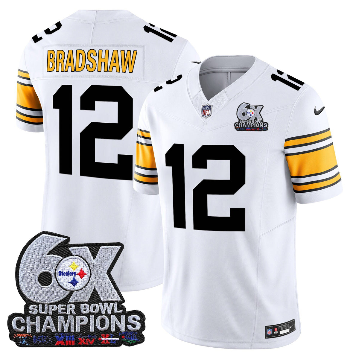 Men's Pittsburgh Steelers 6-Time Champions Patch Vapor Limited Jersey - All Stitched
