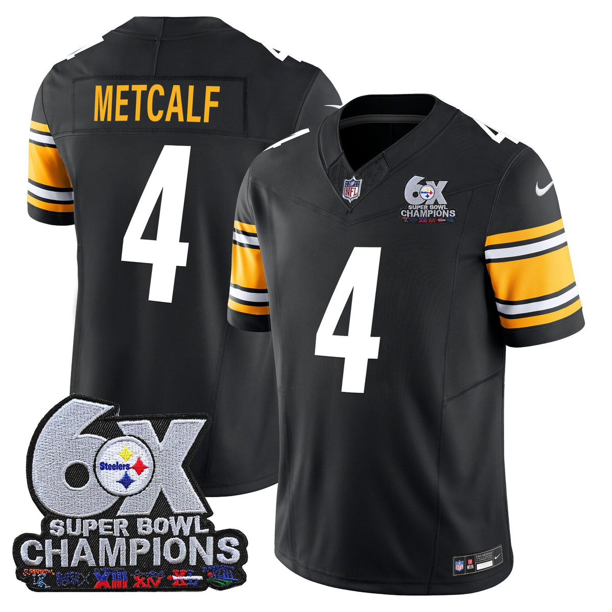 Men's Pittsburgh Steelers 6-Time Champions Patch Vapor Limited Jersey - All Stitched