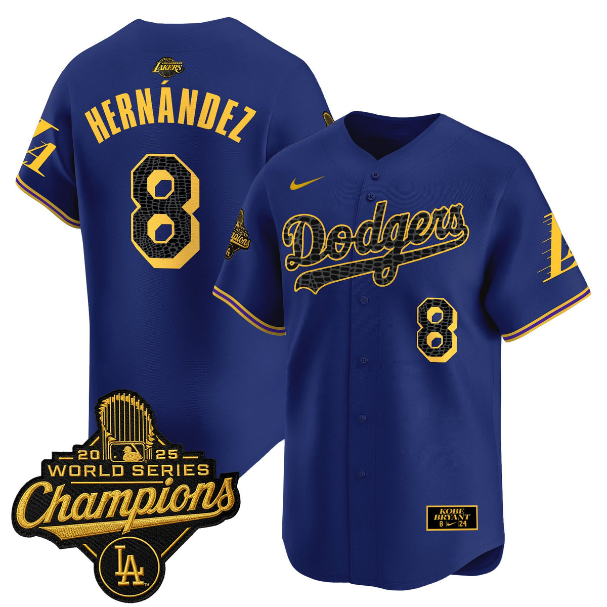 Men's Dodgers 2025 World Series Champions Mamba Vapor Premier Limited Jersey - All Stitched