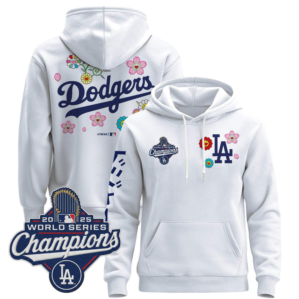 Men's Los Angeles Dodgers x Takashi Murakami Pullover Hoodie - 2025 World Series Champions Patch - Stitched