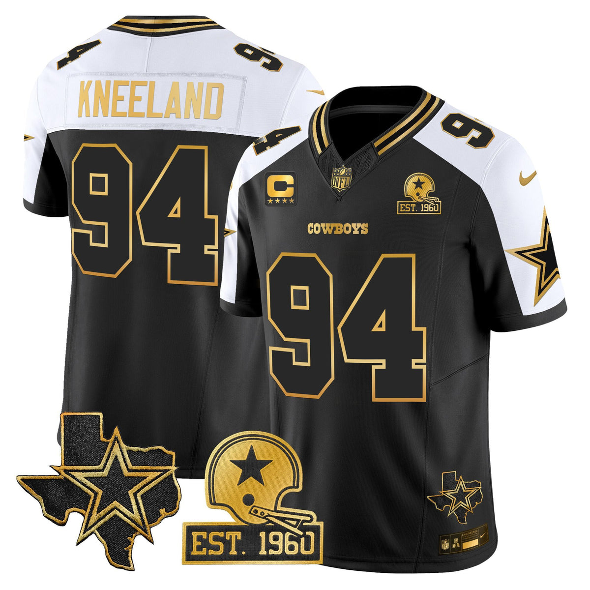 Men's Dallas Cowboys Est. 1960 & Texas Patch Gold Vapor Limited Jersey - All Stitched