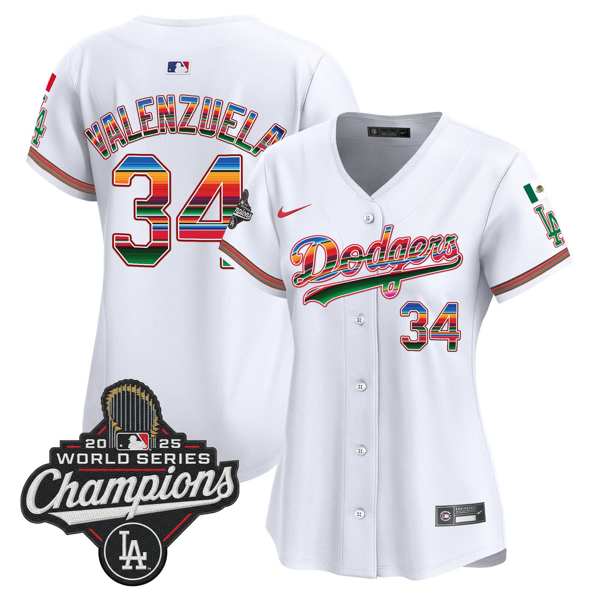 Women's Dodgers Mexico 2025 World Series Champions Vapor Premier Limited Jersey - All Stitched