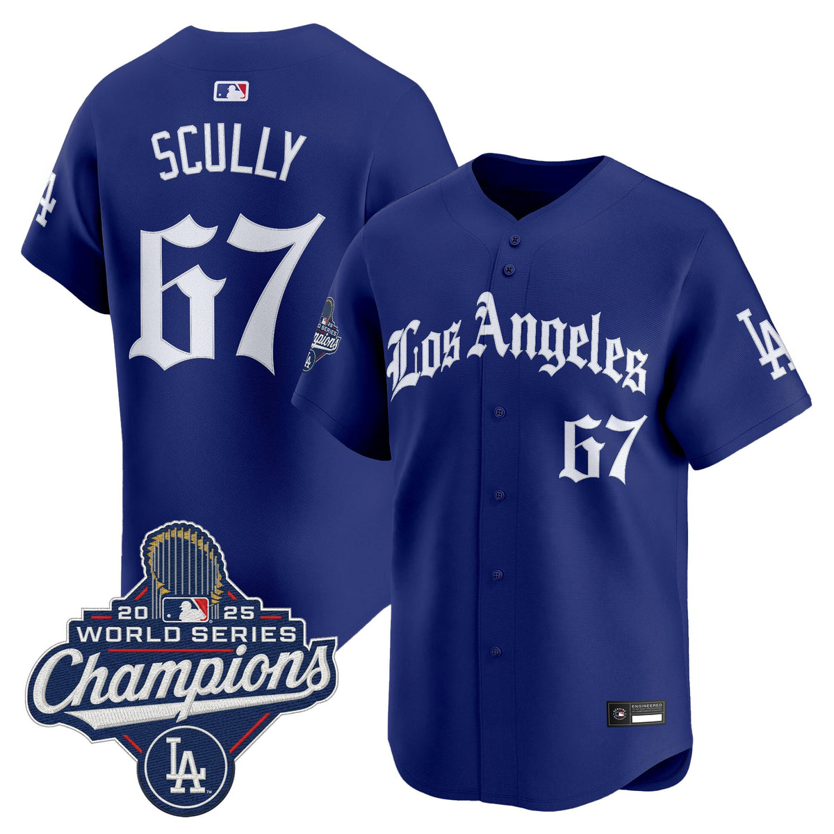 Men's Dodgers 2025 World Series Champions Vapor Premier Limited Jersey V2 - LA Gothic Edition - All Stitched
