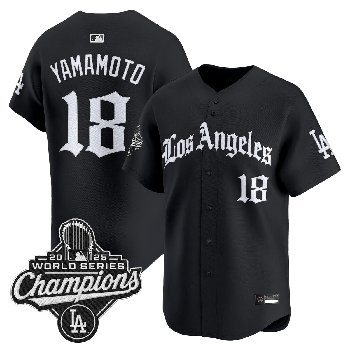 Men's Dodgers 2025 World Series Champions Vapor Premier Limited Jersey V2 - LA Gothic Edition - All Stitched