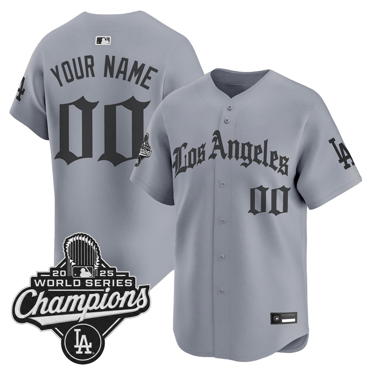 Dodgers 2025 World Series Champions Vapor Premier Limited Custom Jersey V2 - LA Gothic Edition - All Stitched