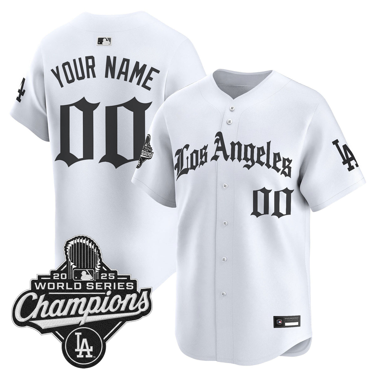 Dodgers 2025 World Series Champions Vapor Premier Limited Custom Jersey V2 - LA Gothic Edition - All Stitched