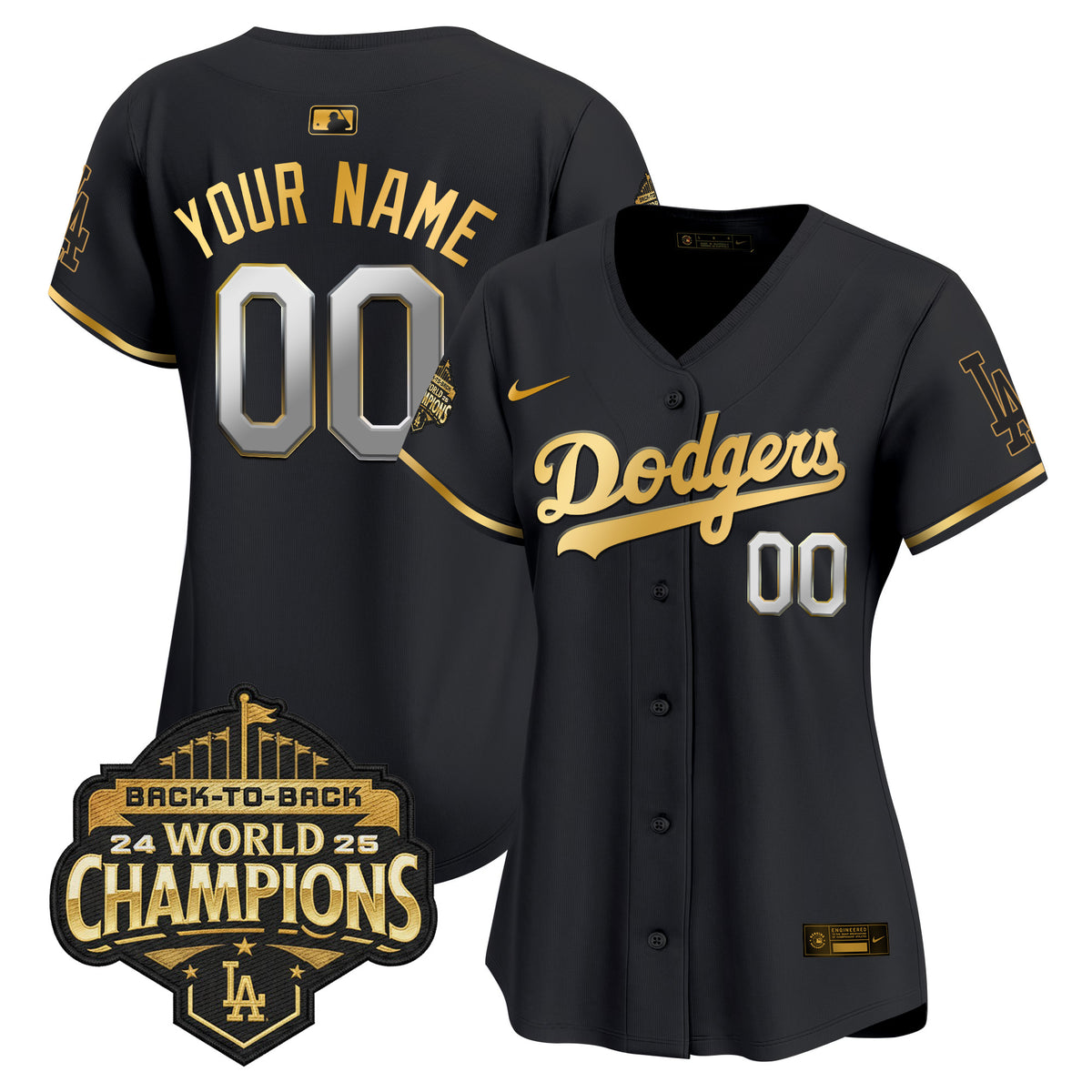 Dodgers 2025 Back-To-Back Champions Vapor Premier Limited Custom Jersey - All Stitched